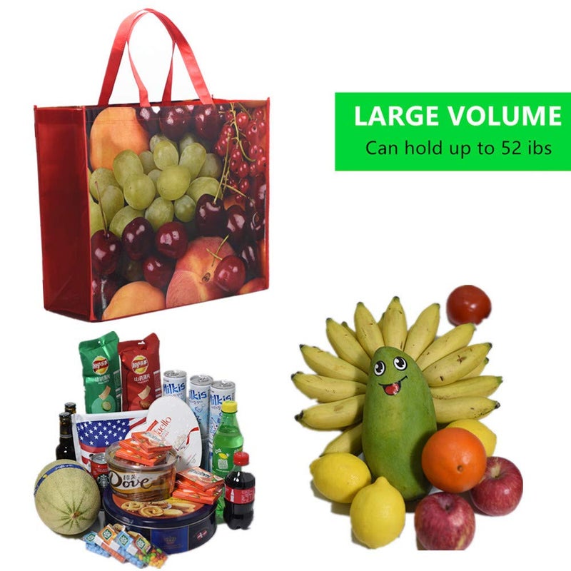 FENELY Reusable Grocery Bags Shopping Foldable Large Tote Bags Heavy Duty,Washable Bulk Bags with Handles and Eco-Friendly Ripstop Waterproof Material, Fruit Recycle Gift Bags 18.3inX15.7inX6.7in (XL) - Image 5